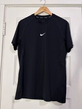 Nike Pro Black Dri-FIT Performance Tee with White Logos